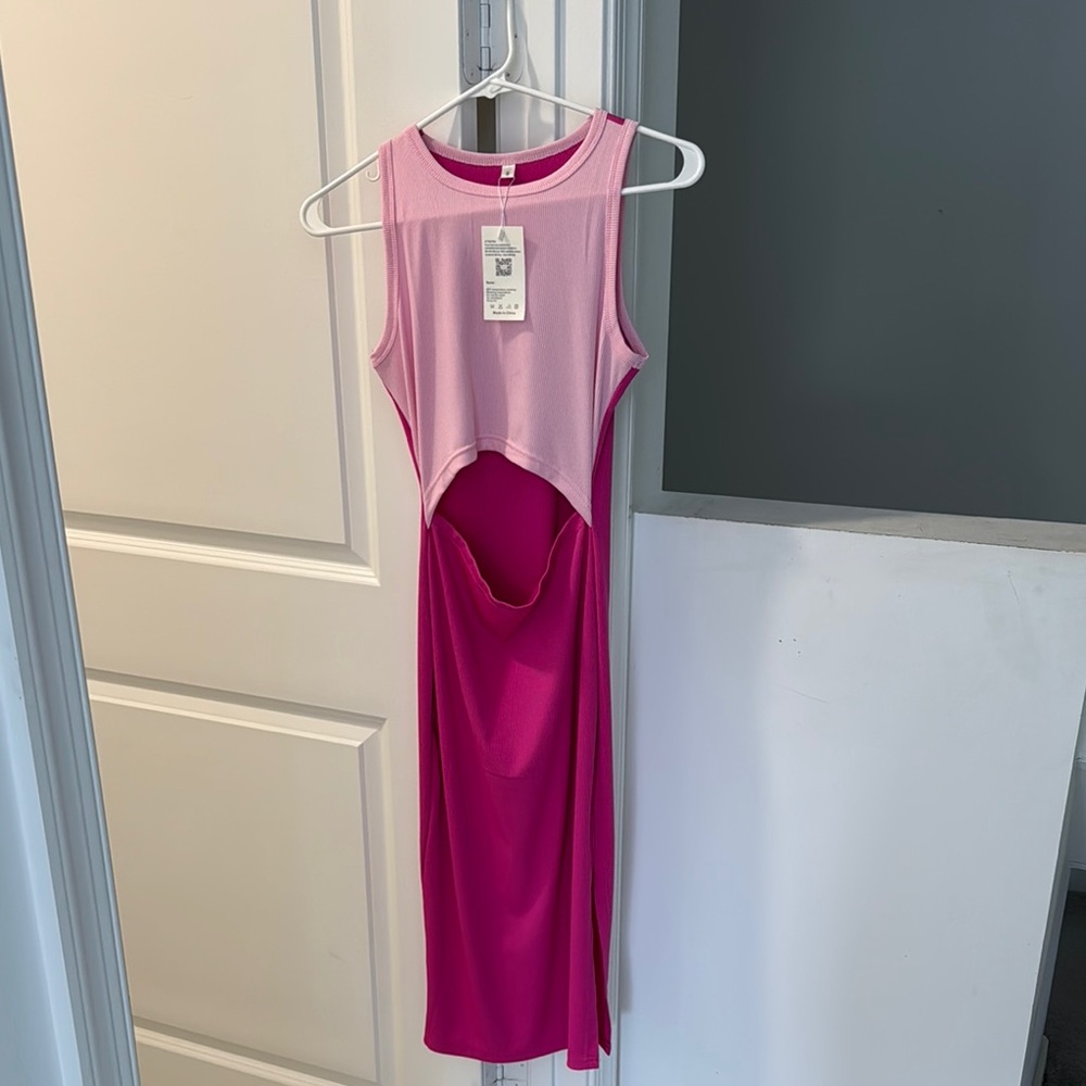 Amazon Pink and Purple Asymmetrical Bodycon Dress